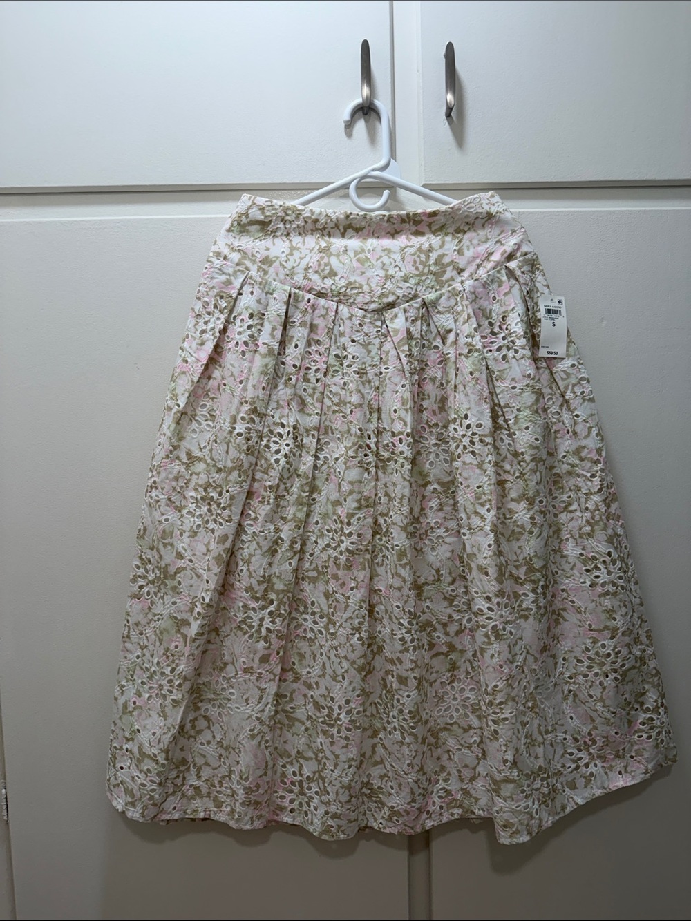 Eyelet A-Line maxi Skirt in Pink and Olive - Women